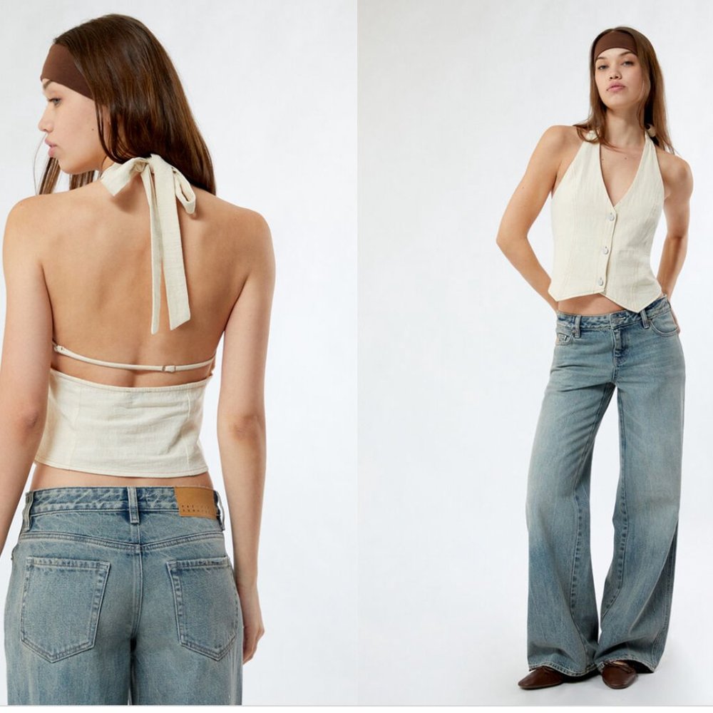 PacSun LA Hearts Linen Open Back Vest